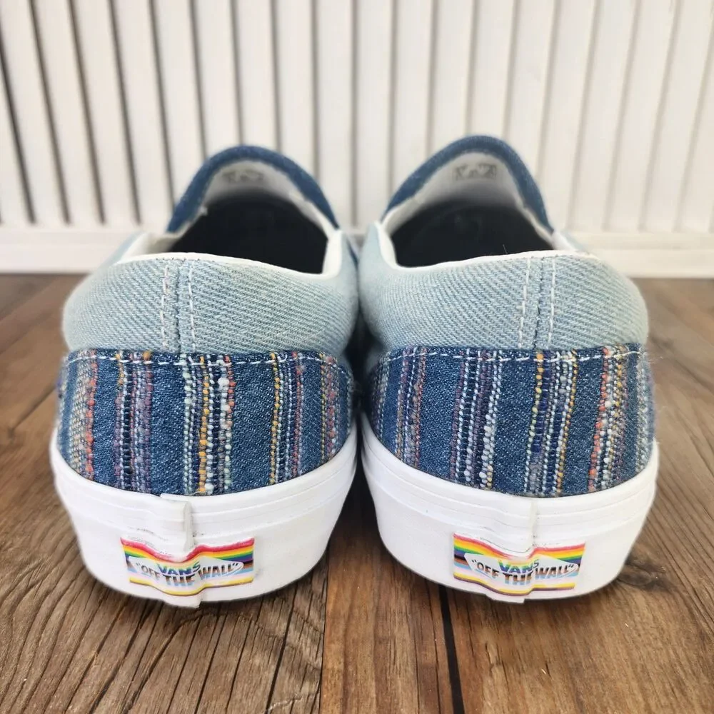 Vans Classic Slip-On Together As Ourselves Sneakers Mens Sz 9.5 Blue Pride Shoes